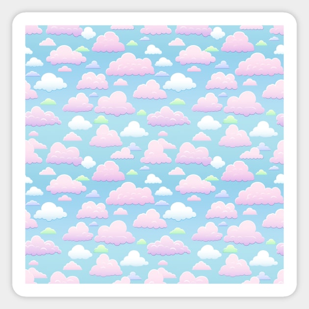 Dreamy Skies: Pastel Cloudscape Pattern Sticker by star trek fanart and more